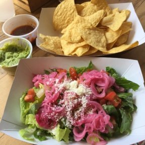 Gluten-free chips and salad from Oaxaca Taqueria